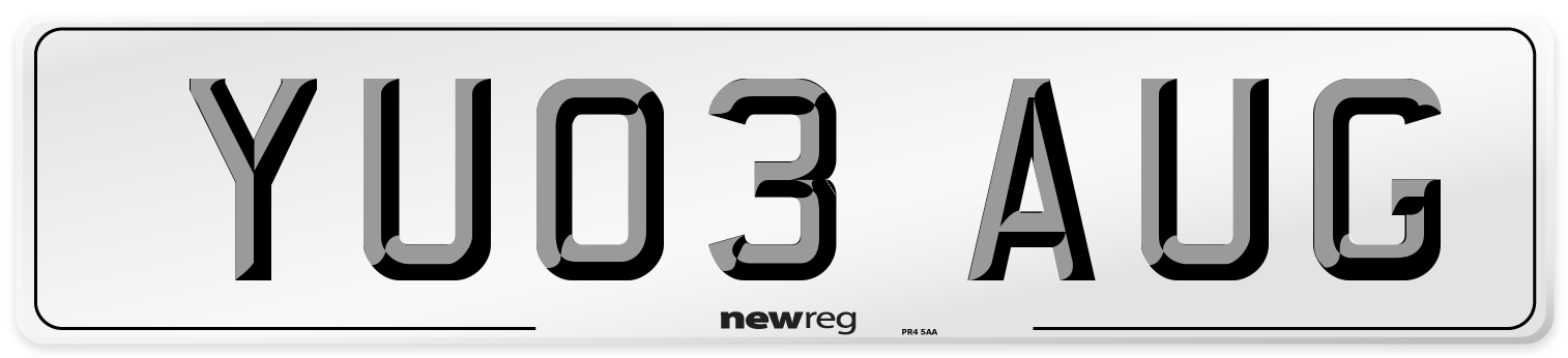 YU03 AUG Number Plate from New Reg